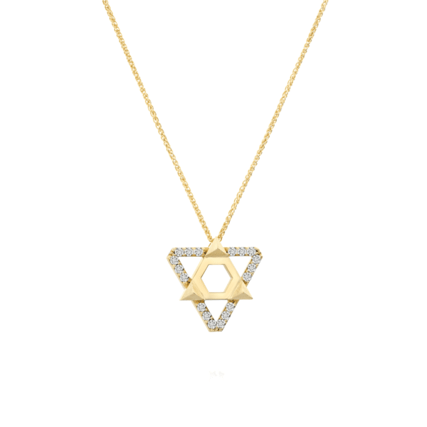 תליון מגן דוד משובץ יהלומים עשוי זהב אמיתי
